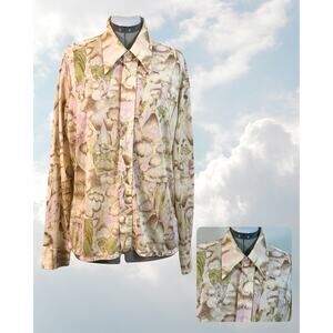 Vintage 70s Cellini Disco Button Down Ancient Greek Shirt Size XL